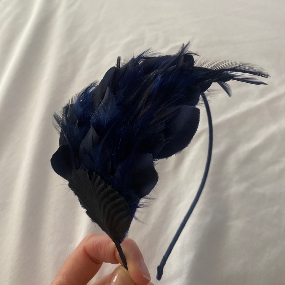 Blue feather headband